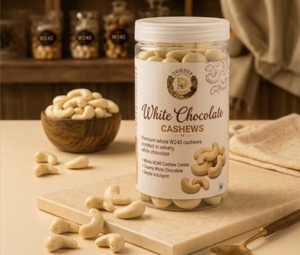 white chocolate coated  W240 cashews